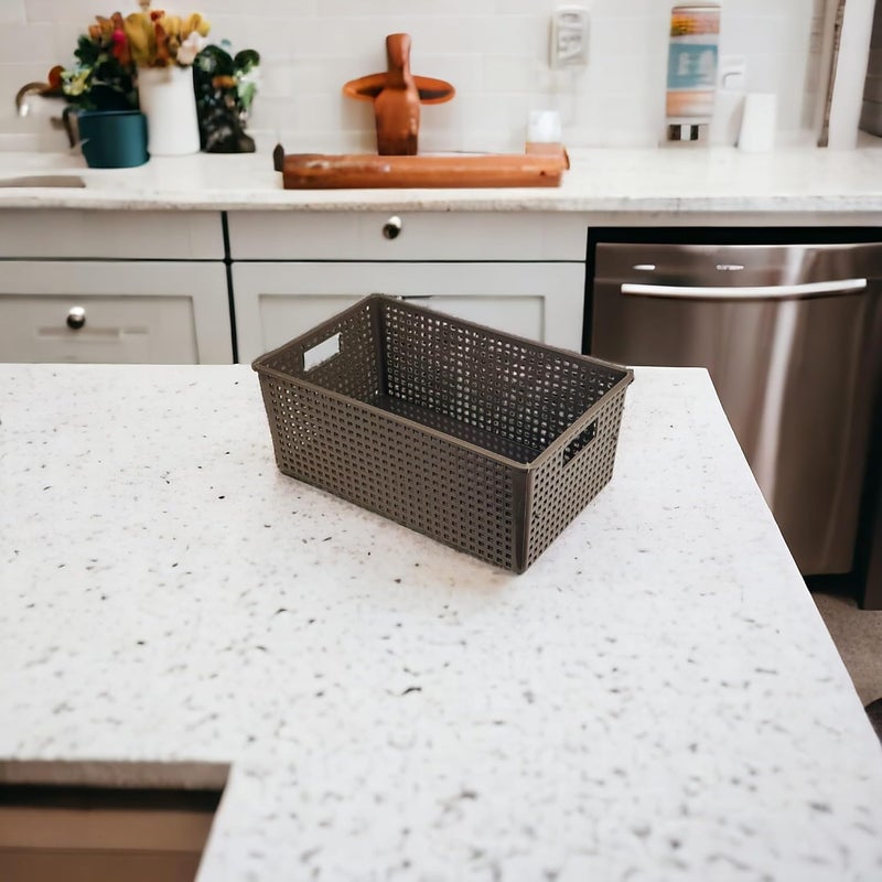 Go Hooked Go Hooked Multipurpose Plastic Storage Basket for Cosmetics Office Fruit Vegetable Bathroom Stationary | Small Fruit Tray Storage Basket Brown  - Image 3