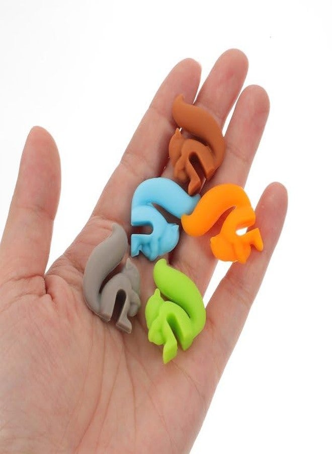 Junfamilee 5Pcs Random Color Cute Squirrel Shape Silicone Tea Bag Holder Cup, Squirrel Drink Markers, Tea Bag Holder for Cup Hanging Tool Mug Candy Colors Gift Set，Tea Bag Coasters，Coffee, Tea and Espresso - Image 2