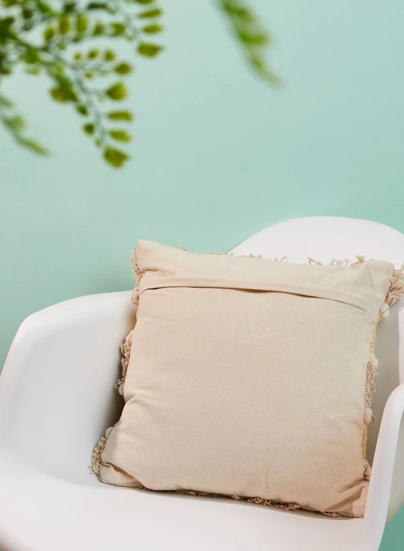 Sass & Belle Yellow Scandi Boho Tufted Stripe Cushion