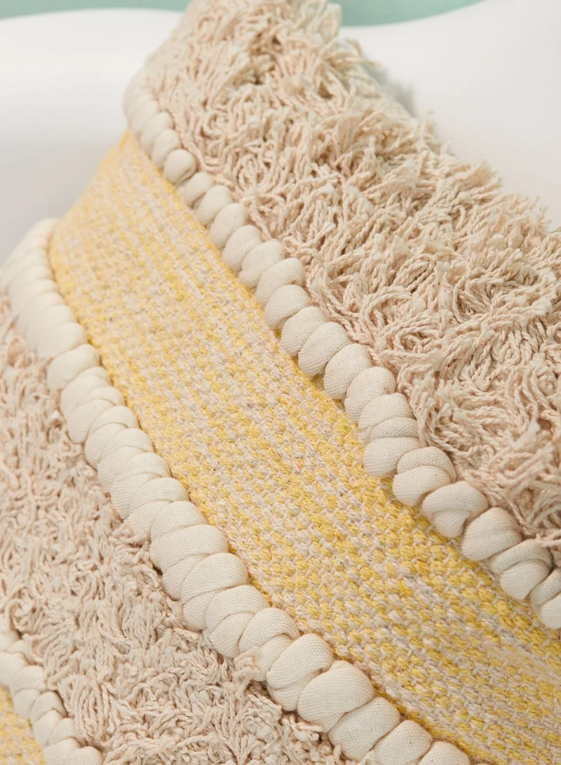 Sass & Belle Yellow Scandi Boho Tufted Stripe Cushion