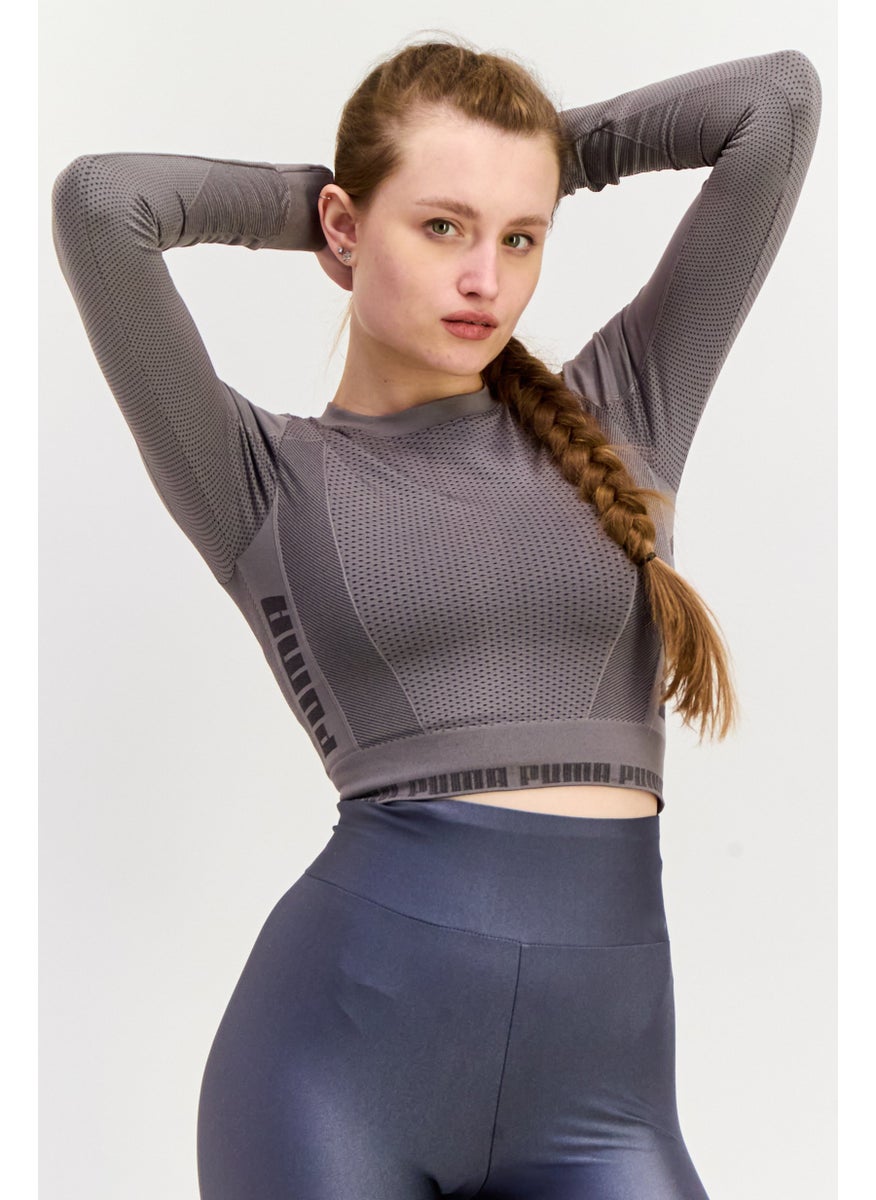 PUMA Women Sportswear Fit Long Sleeve Training Top, Grey  - Image 1