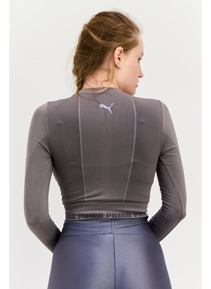 PUMA Women Sportswear Fit Long Sleeve Training Top, Grey  - Image 3