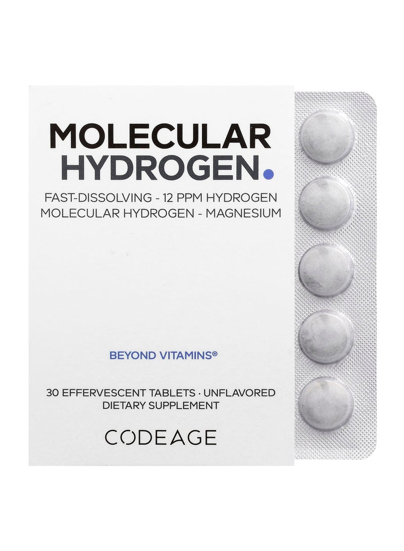 Codeage Molecular Hydrogen, Unflavored, 30 Effervescent Tablets