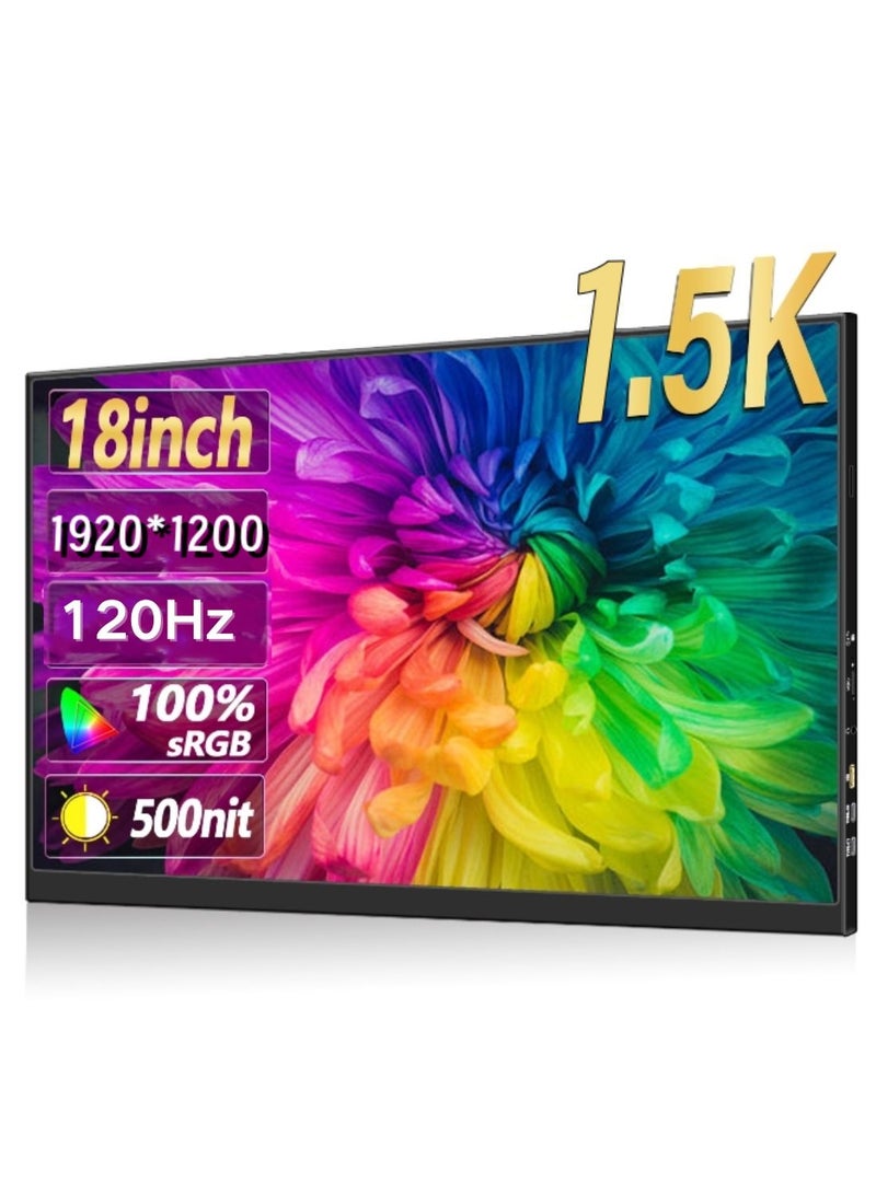 besrey  Portable Monitor 18 inch 120HZ 100% sRGB 1200P with VESA & Stand 180° Adjustable Ultra-Slim & Lightweight Frameless FHD FreeSync IPS HDR Gaming Display, Travel Second Monitor for Laptop - Image 1