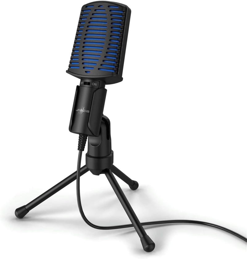 uRage Stream 100 USB Gaming Microphone with Tripod Stand Blue LED, Omnidirectional Podcast Mic for Streaming Gaming Voice Over Music Recording, PC Laptop Compatible, HD Audio 78dB SNR 2200 Ohm, Black - Image 1