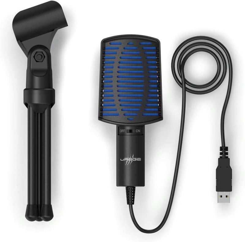 uRage Stream 100 USB Gaming Microphone with Tripod Stand Blue LED, Omnidirectional Podcast Mic for Streaming Gaming Voice Over Music Recording, PC Laptop Compatible, HD Audio 78dB SNR 2200 Ohm, Black - Image 2