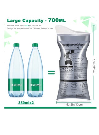 Disposable Urine Bags, 700ML Large Capacity Camping Pee Bags, Unisex Portable Urinals Vomit Bags for Travel Urinal Toilet Traffic Jam Emergency Toilet Bee Bag for Men Women Kids Patient(12 Pack) - view 2