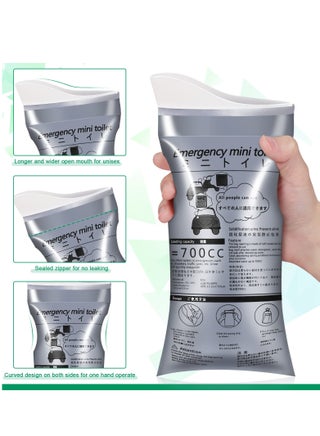 Disposable Urine Bags, 700ML Large Capacity Camping Pee Bags, Unisex Portable Urinals Vomit Bags for Travel Urinal Toilet Traffic Jam Emergency Toilet Bee Bag for Men Women Kids Patient(12 Pack) - view 4