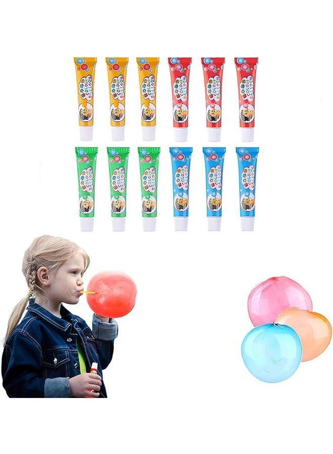 12pcs Blow Molded Plastic Bubble Toy Large Size Bubble Balloon for School Party Birthday Gifts' Rainbow Bubble Gum - Ideal for Nostalgic Bubble Blow Games, Birthday Party Game Props - Image 1