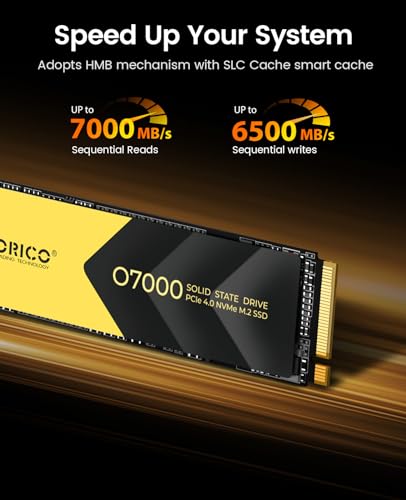 ORICO 1TB NVMe SSD PCIe 4.0- Up to 7000MB/s, M.2 SSD 2280 PCIe 4.0X4 Internal Solid State Drive, Fast Heat Dissipation, Compatible with macOS Windows for Gamers and Creators-O7000 (1TB) - Image 2