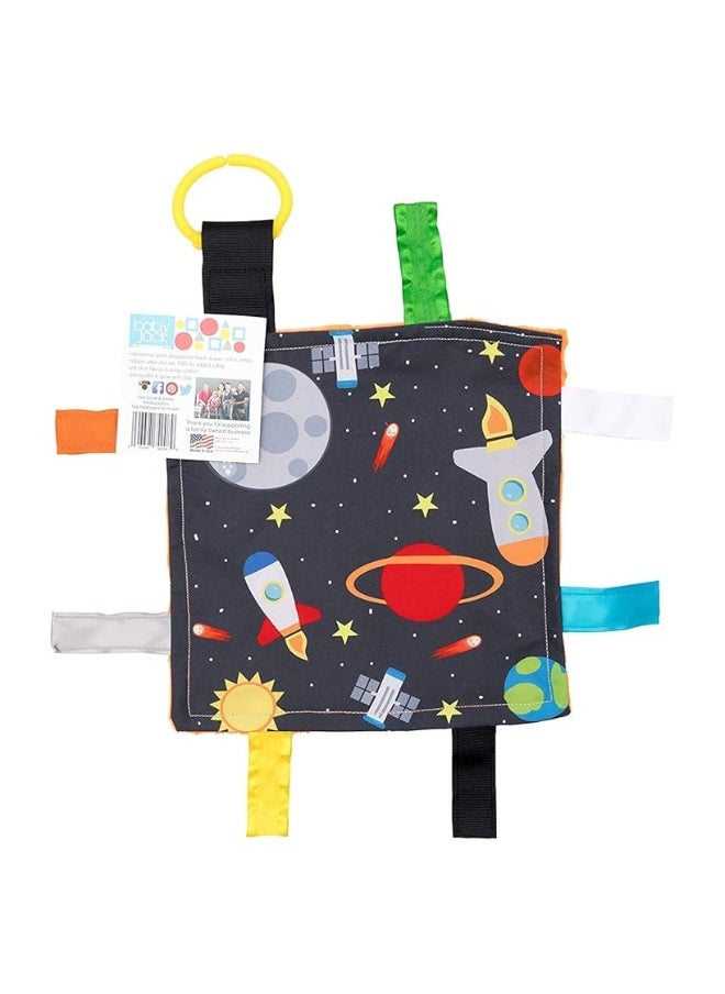 The Learning Lovey Baby Jack & Co 8x8â€ Space Lovey Tag Toys for Babies - Baby Crinkle Toys - Crinkle Toys for Baby - Soft & Safe - Learn Shapes & Colors - Ideal Baby Toy - BPA Free w/Stroller Clip  - Image 2