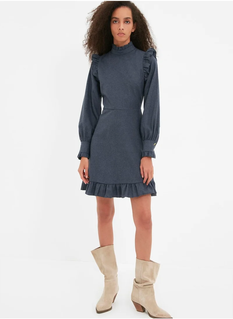 trendyol High Neck Ruffle Detail Dress