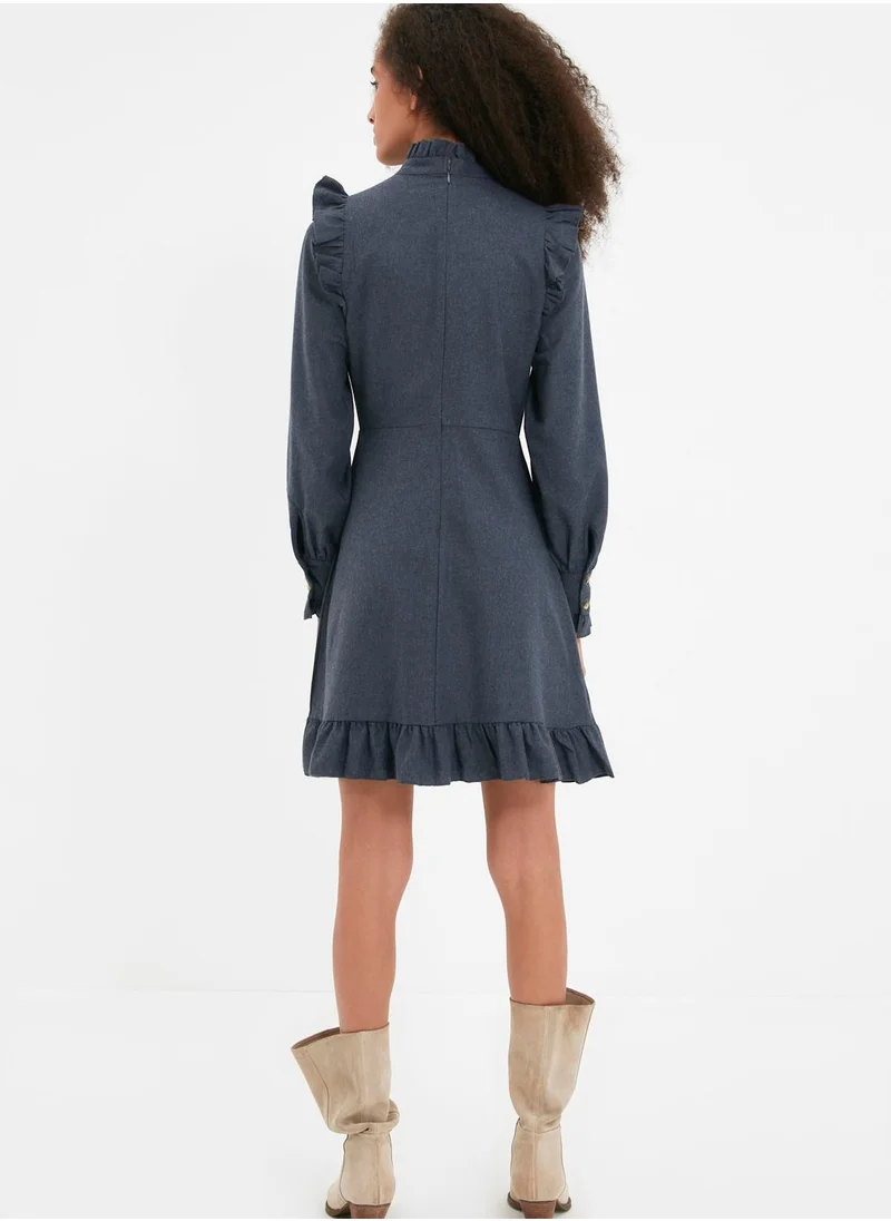 trendyol High Neck Ruffle Detail Dress
