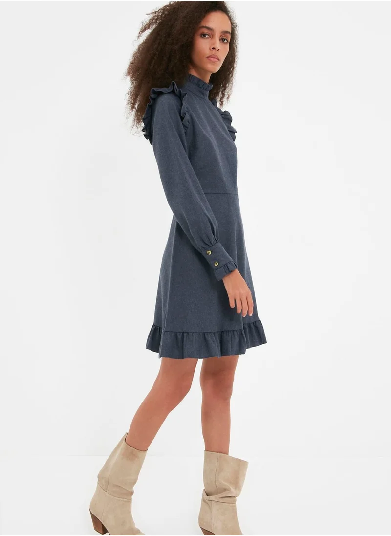 trendyol High Neck Ruffle Detail Dress