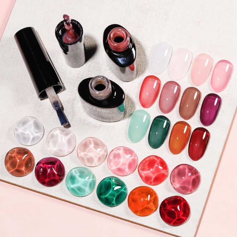 MIZHSE Jelly Gel Nail Polish Set 12 Color, Clear Translucent Spring Gel Polish 7ml, Sheer Manicure Kit UV LED Soak Off Varnish for Home Salon Gift - Image 3