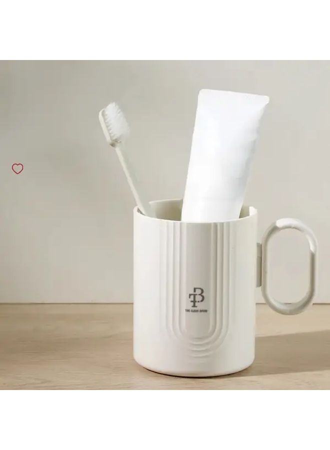 1 Set White Dental Cylinder Cute Toothbrush Mug Heart Design Durable Plastic Ideal for Couples Home Bathroom Use - Image 1