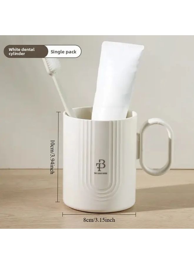 1 Set White Dental Cylinder Cute Toothbrush Mug Heart Design Durable Plastic Ideal for Couples Home Bathroom Use - Image 2