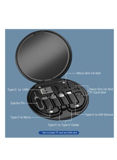Generic USB Cable Conversion Storage Box USB Charging Adapter Cable Kit Conversion Set USB A & Type C to Male Micro/Type C/Lightning, Data Transfer, Card Storage, Tray Eject Pin, Phone Holder(Black)  - Image 3