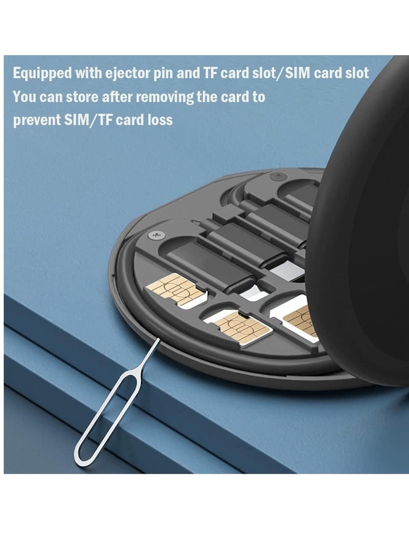 USB Cable Conversion Storage Box USB Charging Adapter Cable Kit Conversion Set USB A & Type C to Male Micro/Type C/Lightning, Data Transfer, Card Storage, Tray Eject Pin, Phone Holder(Black)