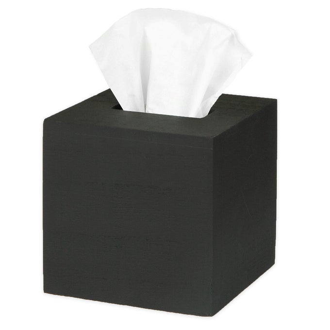 WOOD TISSUE BOX COVER SQUARE RUSTIC FARMHOUSE BLACK WOODEN TISSUE HOLDER