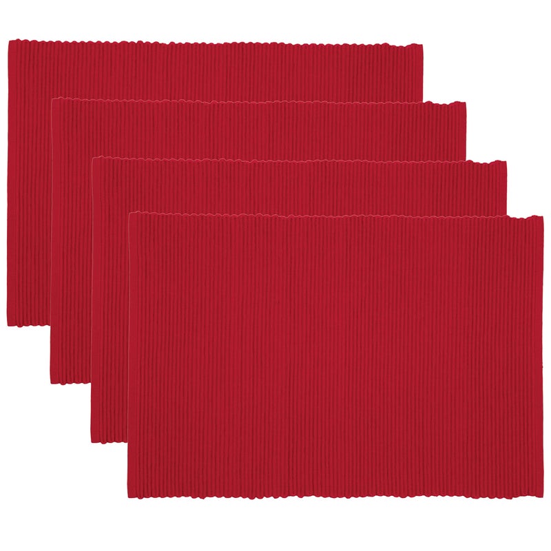 Now Designs Spectrum Placemats Ribbed Cotton Chili Red 19x13 inches 901495aa Large Set of 4