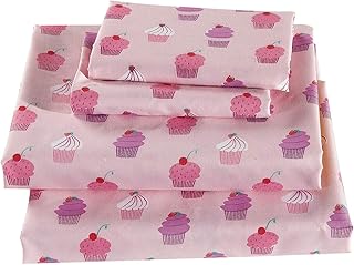 Linen Plus Sheet Set for Girls /Teens / Adults Cupcakes Pink White Lavender Flat Sheet Fitted Sheet and Pillow Case - Image 1