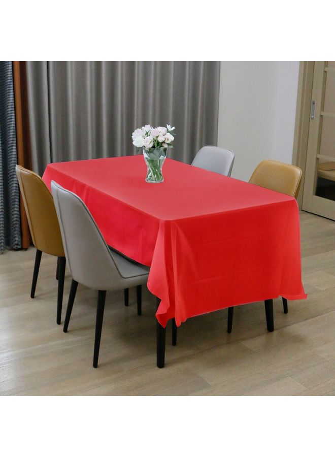 Disposable Plastic Tablecloth Table Skirt Waterproof Ins Style Dessert Table Decoration Children's Birthday Wedding Party Hotel-Color:Red Tablecloth-Specifications:137*274cm  - Image 1