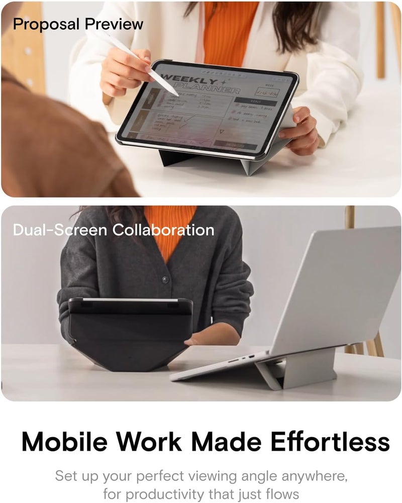 موفت حافظة Dynamic Folio لجهاز iPad Air 13 بوصة (M4 2026/M3 2025/M2 2024) - [حماية معززة للزوايا] حامل مغناطيسي نحيف ثابت مع أكثر من 20 زاوية عرض، جلد MOVAS فاخر، أسود نفاث - Image 4