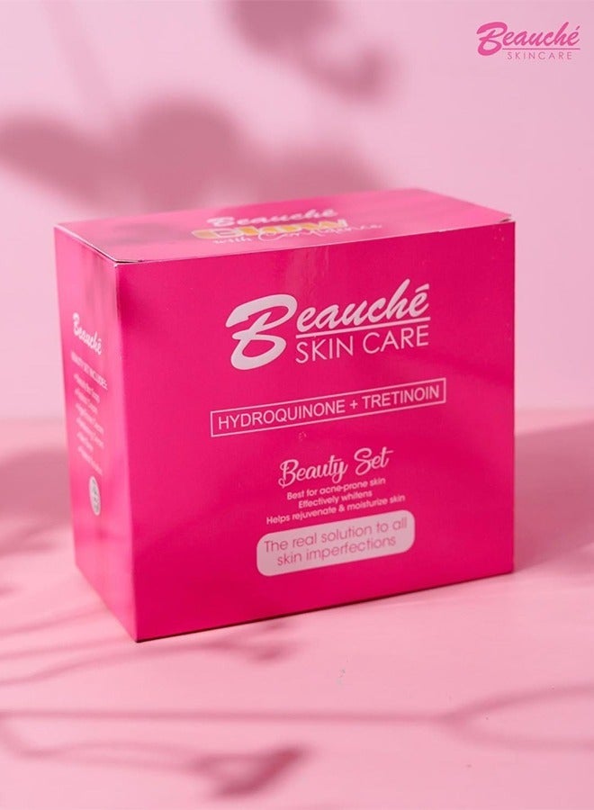 BEAUCHE Hydroquinone Plus Tretinoin Beauty Set, Ideal for Acne-Prone Skin, Effectively Whitens, Rejuvenates, and Moisturizes, A Comprehensive Solution for All Skin Imperfections.