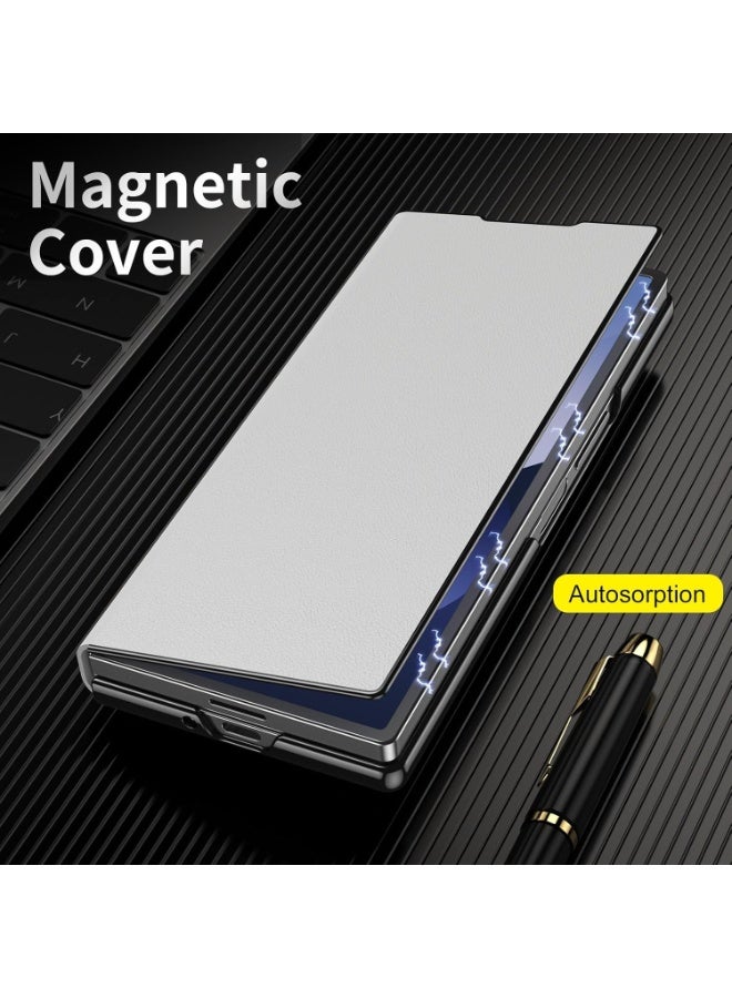 Ximand Samsung Galaxy Z Fold 7 Magnetic Flip Folding Case, Multi-Angle Bracket, High Classy Luxurious Business Leather, Full Body Hinge Protective Slim Cover - Image 2