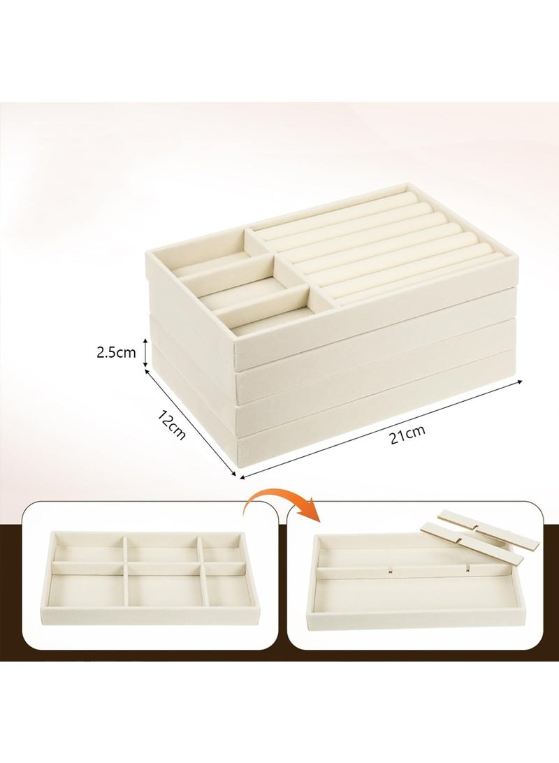 Leon Home 4-piece women's jewelry storage box, jewelry organizer box, jewelry display box, can store necklaces and earrings. - Image 5