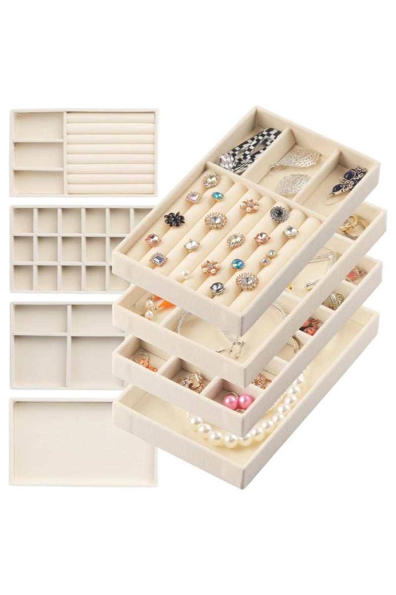 Leon Home 4-piece women's jewelry storage box, jewelry organizer box, jewelry display box, can store necklaces and earrings. - Image 1