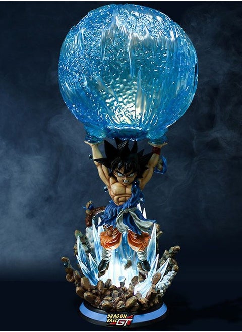 Dragon Ball figurine, luminous spirit bullet, Son Goku Action Figure Decorative Resin Sculpture Home Decor Statue, Art Figurine Home Decor, Suitable for Office, Living Room, Bedroom, Bookshelf, TV Cabinet, Desktop