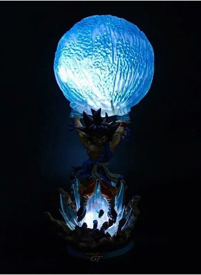Dragon Ball figurine, luminous spirit bullet, Son Goku Action Figure Decorative Resin Sculpture Home Decor Statue, Art Figurine Home Decor, Suitable for Office, Living Room, Bedroom, Bookshelf, TV Cabinet, Desktop