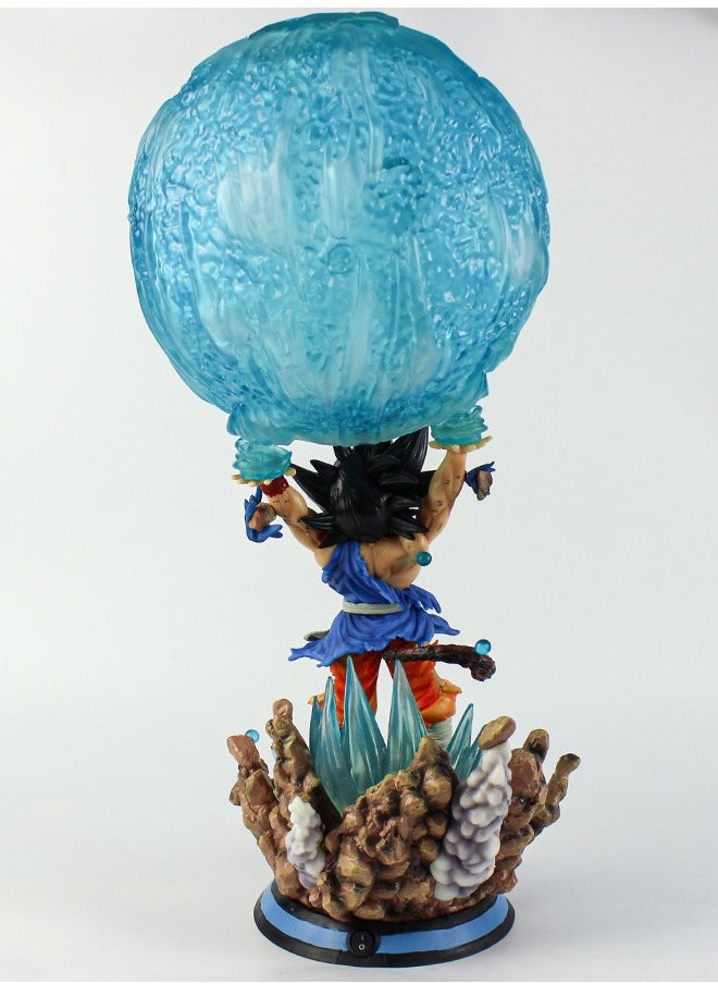 Dragon Ball figurine, luminous spirit bullet, Son Goku Action Figure Decorative Resin Sculpture Home Decor Statue, Art Figurine Home Decor, Suitable for Office, Living Room, Bedroom, Bookshelf, TV Cabinet, Desktop