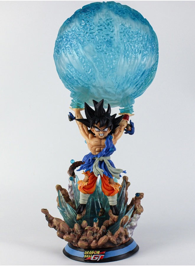 Dragon Ball figurine, luminous spirit bullet, Son Goku Action Figure Decorative Resin Sculpture Home Decor Statue, Art Figurine Home Decor, Suitable for Office, Living Room, Bedroom, Bookshelf, TV Cabinet, Desktop