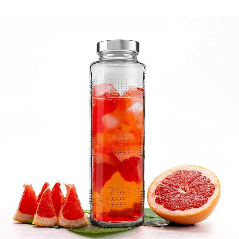MOOZICO MOOZICO Glass Water Bottle 3 PCS 750ml LeakProof Airtight Stainless Steel Lid for Water Smoothie Juices Reusable Travel Glass Drinking Fridge Bottles - Image 3