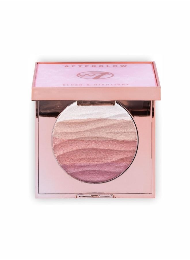 W7 Cosmetics W7 Afterglow Blusher & Highlight Compact - Pink & Gold Glowing Pressed Powder Compact  - Image 1