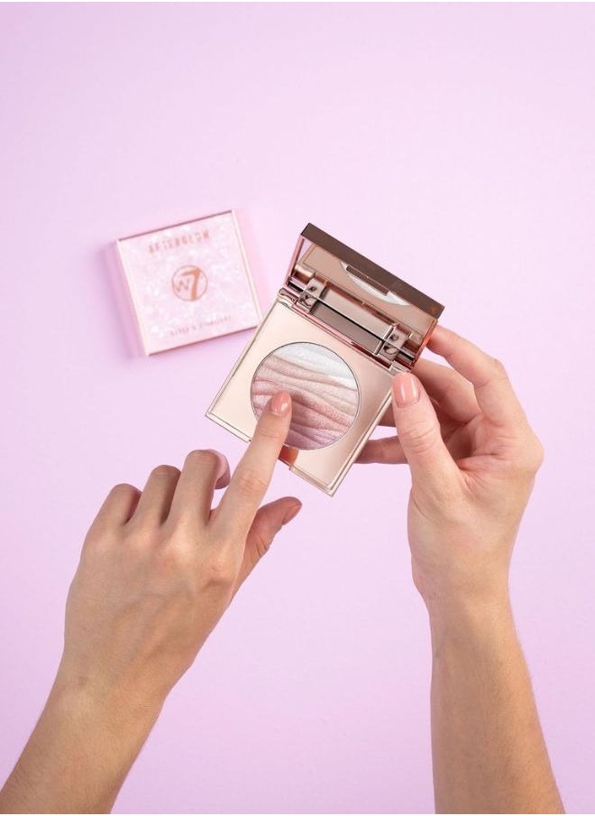 W7 Cosmetics W7 Afterglow Blusher & Highlight Compact - Pink & Gold Glowing Pressed Powder Compact  - Image 3