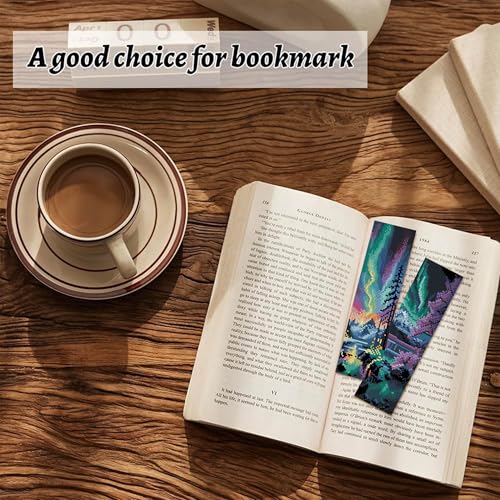 NEGEKFKX 6 Pcs Starry Sky Cross Stitch Bookmark Kit for Adult Beginners,Aurora Cross Stitch Kits 14 CT DIY Crossstitch Kits Adult Stamped Bookmark Embroidery Bookmarks Kit - Image 3