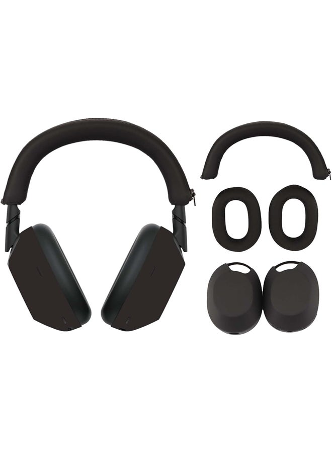 Silicone Case Cover for Sony WH-1000XM6 Headphones, Soft TPU Ear Cups Cover/Ear Pad Case Cover/Headband Cover for Sony WH-1000XM6(Black)