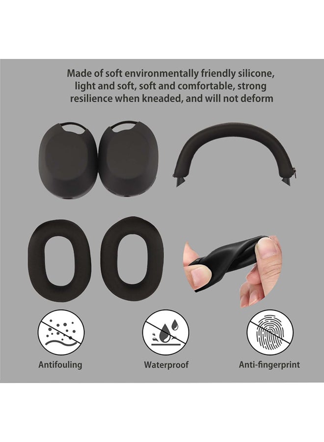 SJet Silicone Case Cover for Sony WH-1000XM6 Headphones, Soft TPU Ear Cups Cover/Ear Pad Case Cover/Headband Cover for Sony WH-1000XM6(Black) - Image 3