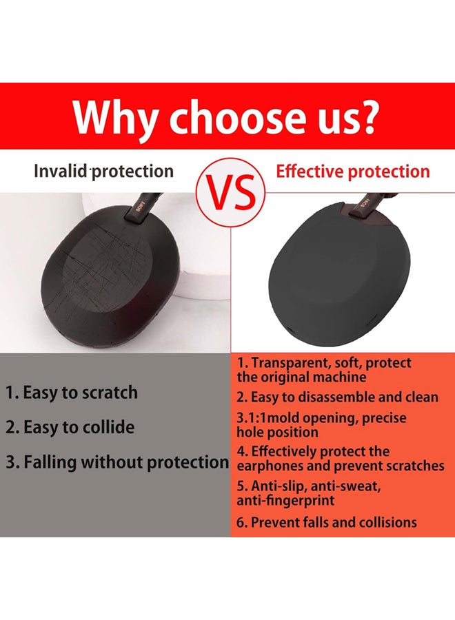 SJet Silicone Case Cover for Sony WH-1000XM6 Headphones, Soft TPU Ear Cups Cover/Ear Pad Case Cover/Headband Cover for Sony WH-1000XM6(Black) - Image 4