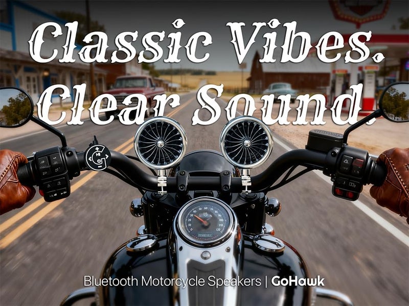 GoHawk AJ4-Halo Chrome Motorcycle Bluetooth Speakers with LED Ring - Image 4