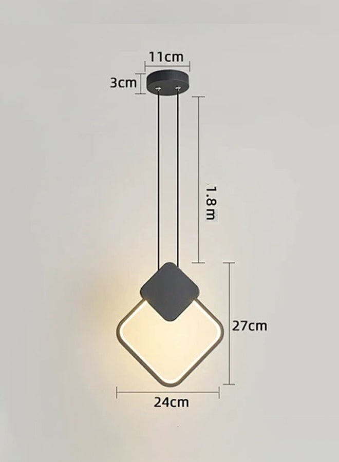 Black Chandelier Square Farmhouse Chandelier 12W Modern Dimmable LED Pendant Light for Dining Room Lighting Fixtures Hanging Dining Light Fixtures Industrial Modern Chandelier for Bedroom Foyer Hall Kitchen Living Room and Entryway - Image 2
