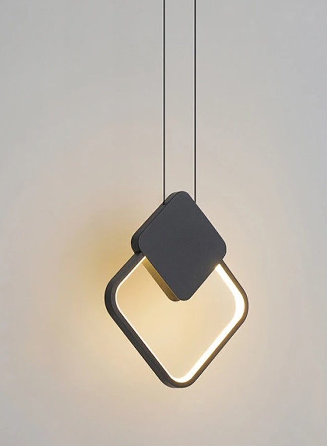 Black Chandelier Square Farmhouse Chandelier 12W Modern Dimmable LED Pendant Light for Dining Room Lighting Fixtures Hanging Dining Light Fixtures Industrial Modern Chandelier for Bedroom Foyer Hall Kitchen Living Room and Entryway - Image 3