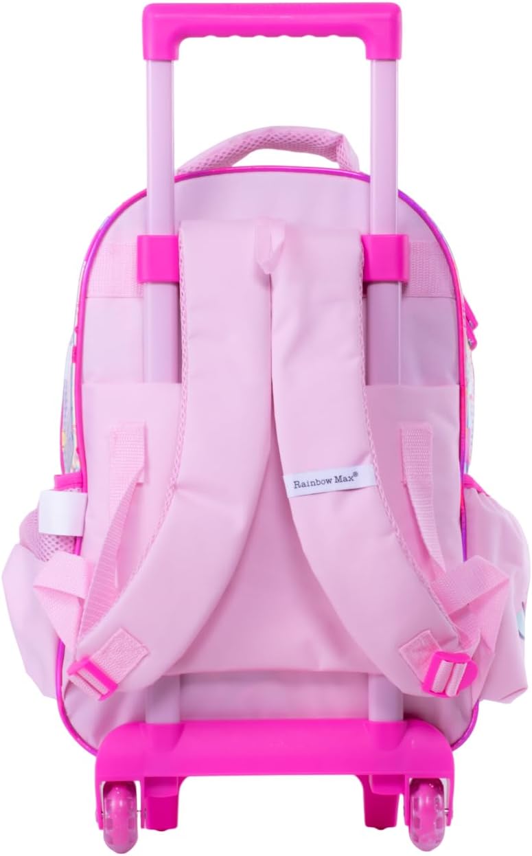 LULU CATY School Trolley Bag For Girls With Pencil Case, 16-Inch Size, Pink - Image 3