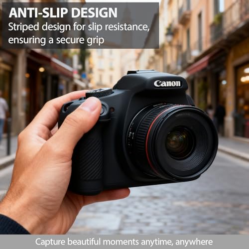 Frevyve Case for Canon EOS Rebel T7 Rebel T6 Camera, Soft Silicone Rubber Protective Camera Case Cover Accessories, Lightweight, Anti-Scratch with Button Marking for EOS Rebel T7 T6 (Black) - Image 4