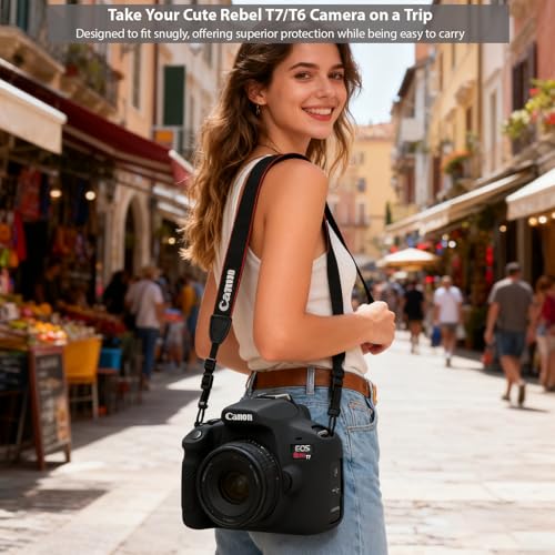 Frevyve Case for Canon EOS Rebel T7 Rebel T6 Camera, Soft Silicone Rubber Protective Camera Case Cover Accessories, Lightweight, Anti-Scratch with Button Marking for EOS Rebel T7 T6 (Black) - Image 3