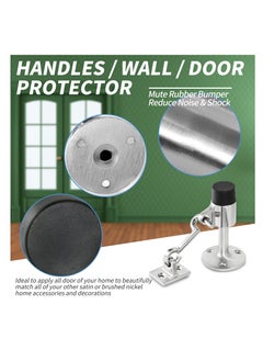 SYOSI Wall Mount Door Stopper with Hook, Heavy Duty Door Stop Brushed Nickel Doorstop with Rubber Bumper & Stainless Steel Screws, Made of Zinc Alloy, Durability, Rust Resistance (Sliver)  - Image 3